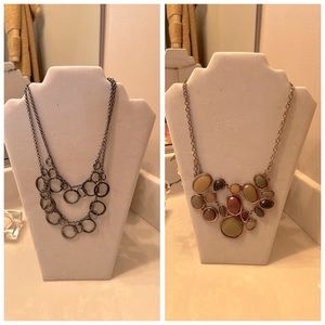 2 Fashion Necklaces. Double Strand Statement Necklace & Gold Statement Necklace